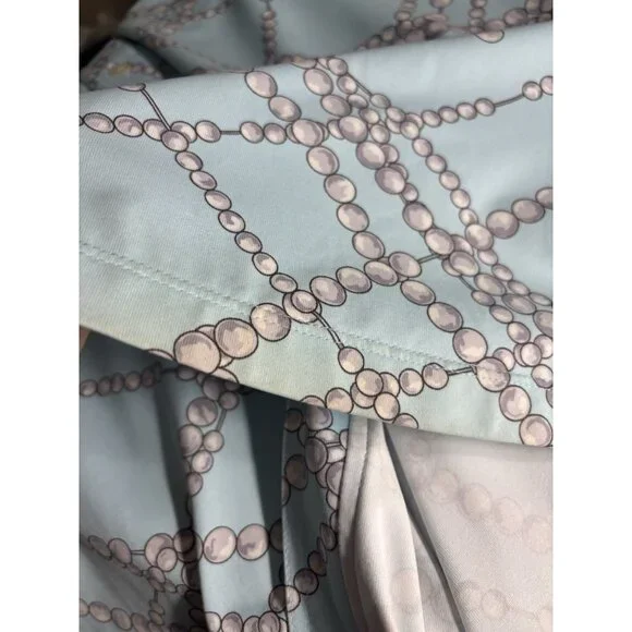 J. McLaughlin Gilchrist Catalina Dress Blue White Button Up Pearls Spandex Small - Picture 10 of 12